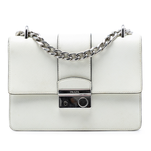 Prada Handbags - Pre-Loved Prada Small Saffiano Sound Lock Chain Crossbody